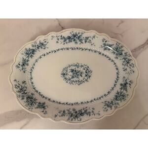 Antique W.H. Grindley “Eileen” Teal Transferware Large Meat Platter